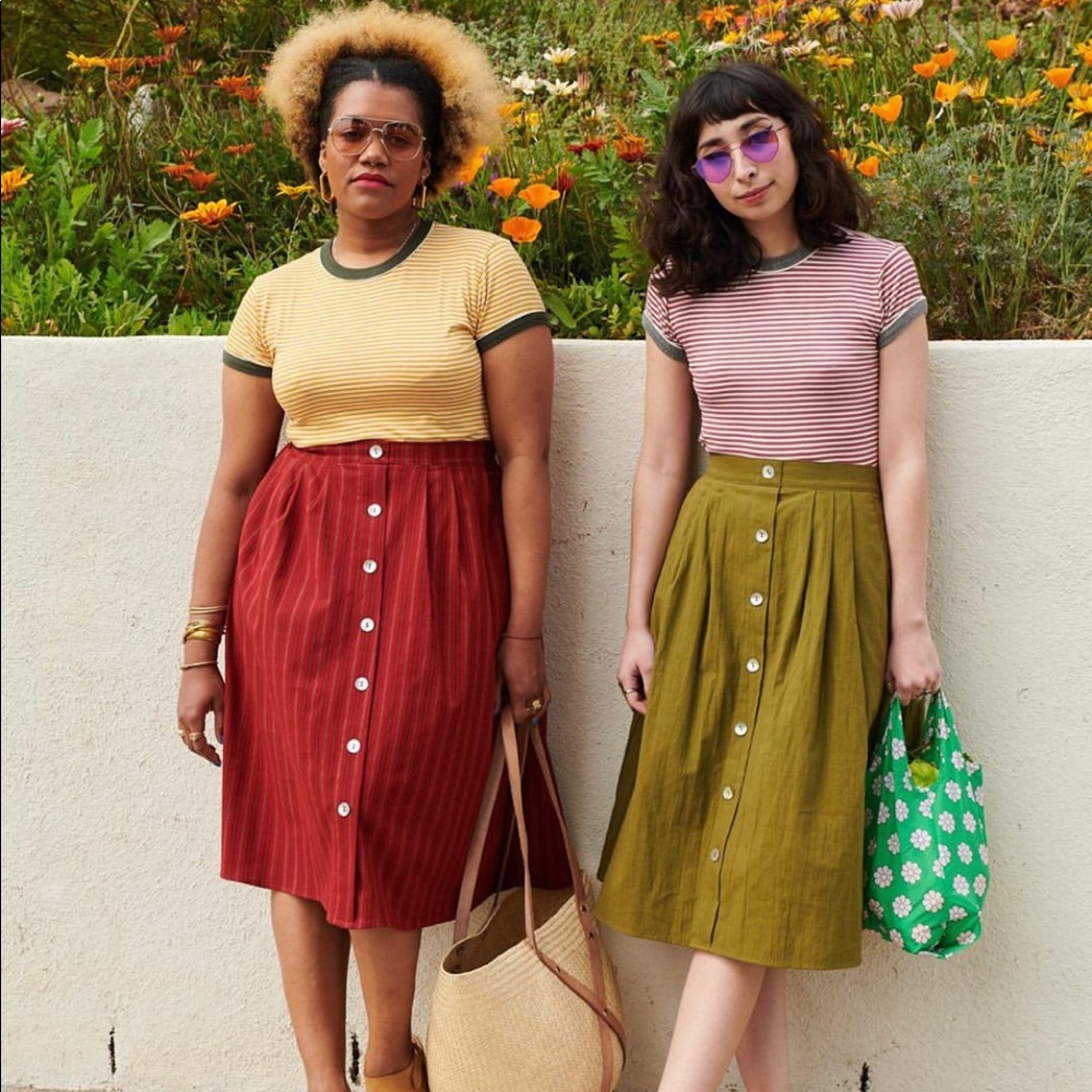 NWOT TUESDAY BASSEN olive cadette skirt